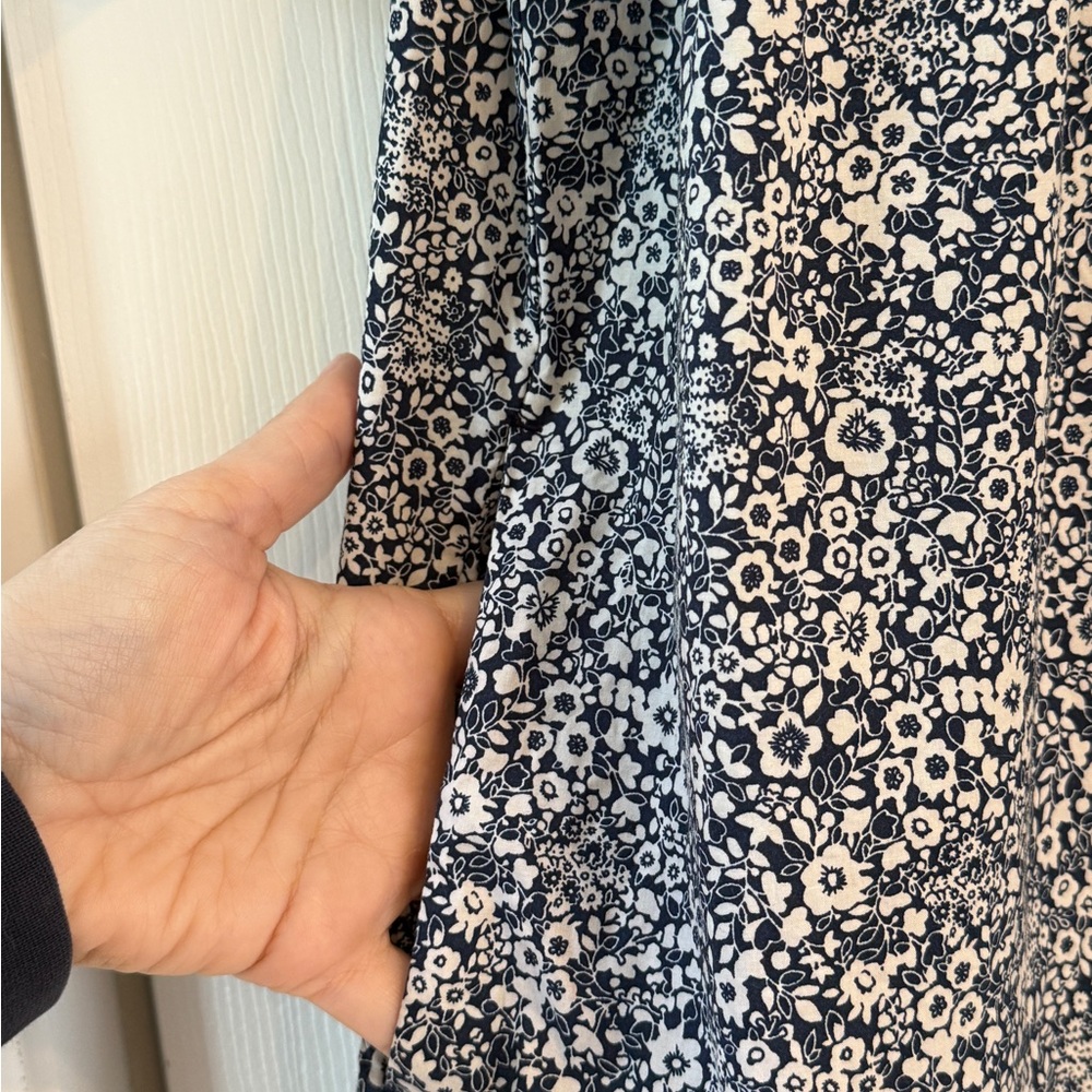 Everlane Shirred Mini Dress, Blue and White Floral Print - Picture 5 of 7
